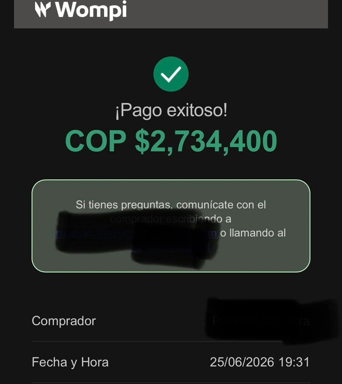 Comprobante de pago del Programa Acciona